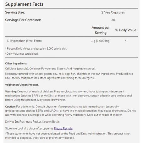 NOW Foods - L-Tryptophan 500 mg Veg 60 tabliet