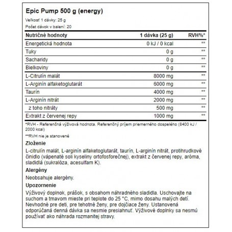 Peak Performance - Epic Pump 500 g