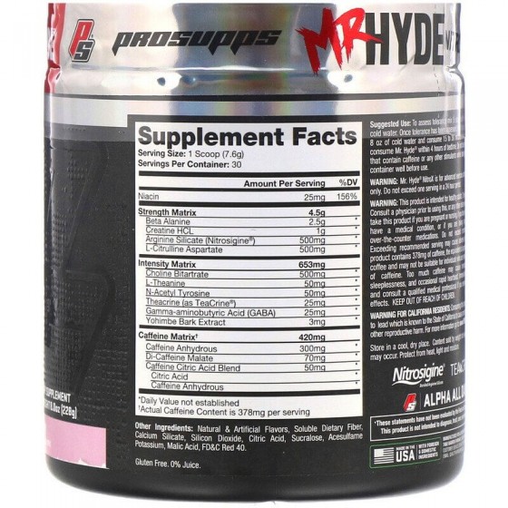 Mr Hyde Pre Workout Booster Pro Supps